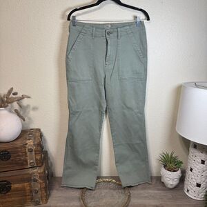 Faherty Womens Cargo Pants Size 27 Green Straight Leg Pockets Fringe Casual